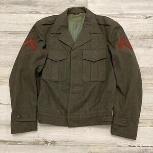 Vintage Marine Corps Cropped Wool Military Blazer Jacket 36R